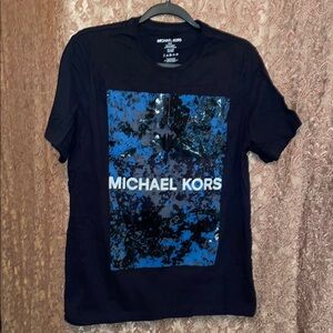 NWT Michael Kors Black & Blue Short Sleeve Tee.  Size Small